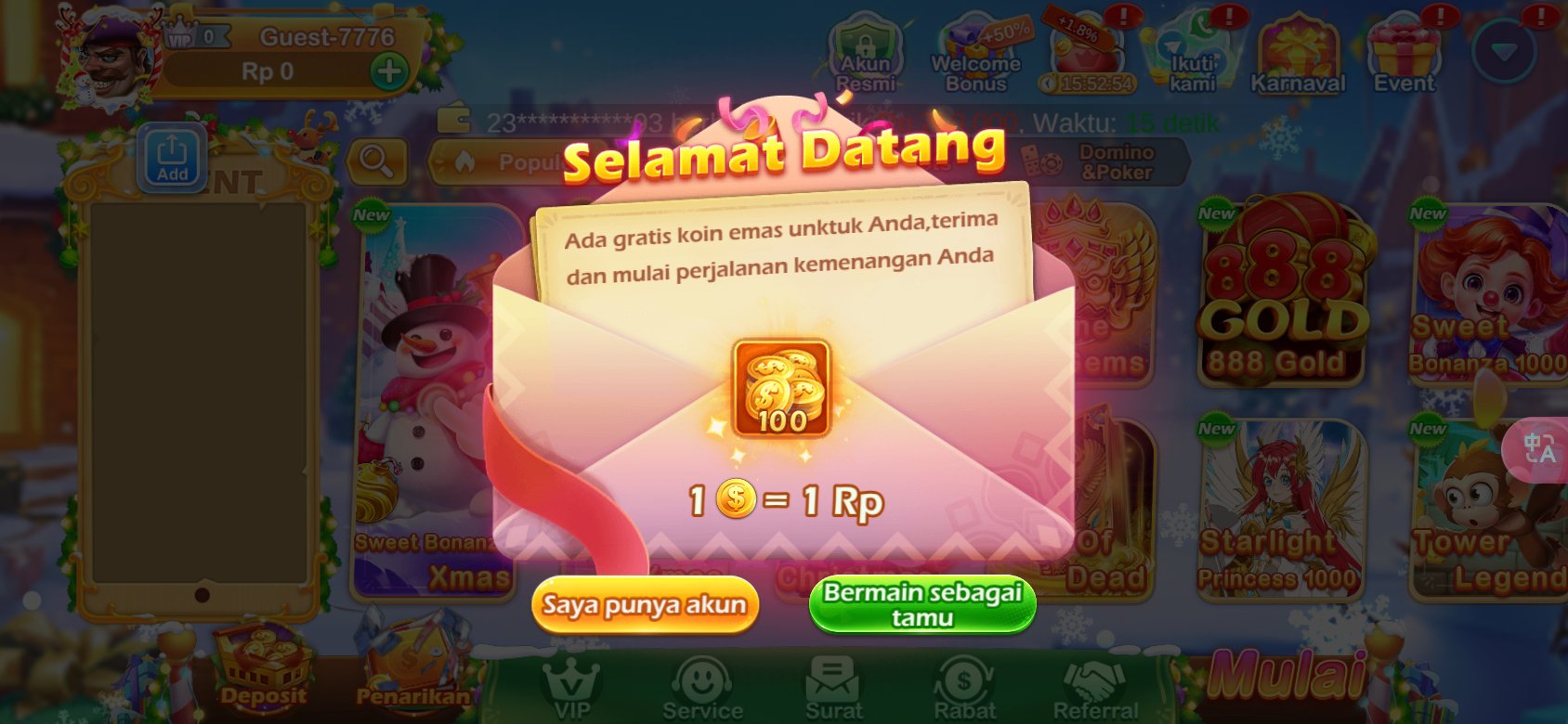 Bonus koin emas gratis untuk pengguna baru hanya di luckyrp.