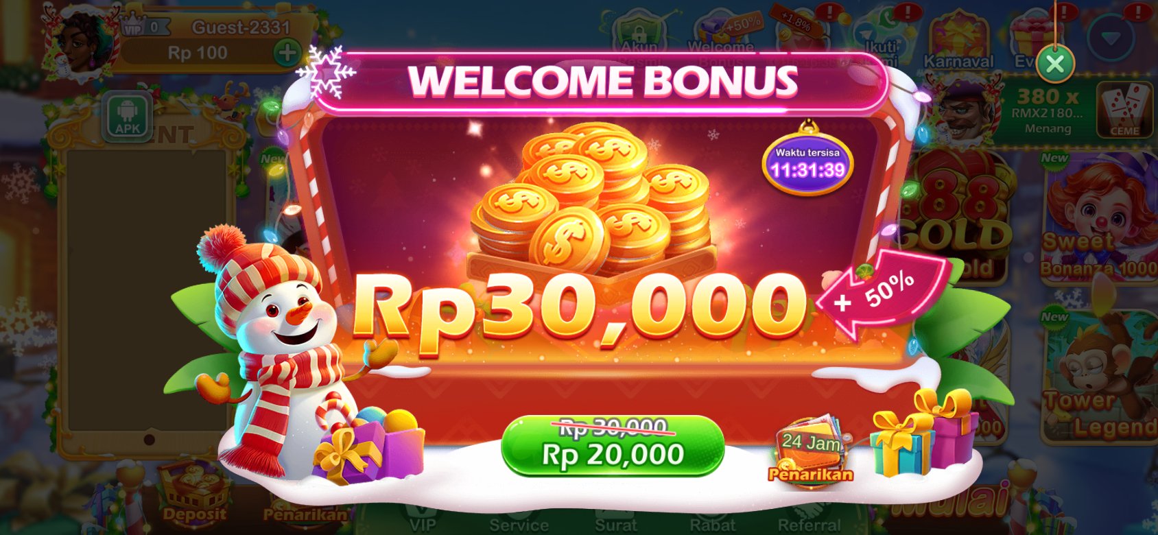 Penawaran spesial bonus selamat datang untuk pengguna baru di luckyrp.